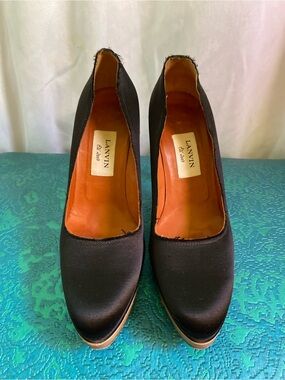 Sexiest Heels Ever! Lanvin Black Satin Platform Pumps